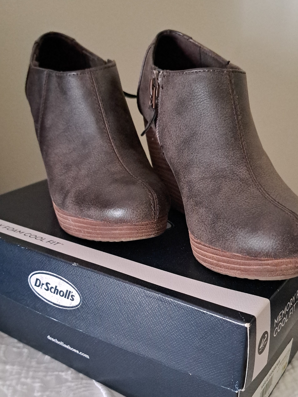 Dr. Scholl's Dark Brown Wedge Ankle Booties